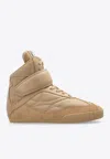 Chloé Kick Suede-trimmed Quilted Leather High-top Sneakers In Beige