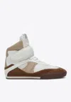 Chloé Kick Natural Brown High-top Sneaker In Mesh And Leather In Multicolor