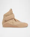 Chloé Kick Suede-trimmed Quilted Leather High-top Sneakers In Pink Tea