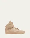 Chloé Kick Suede-trimmed Quilted Leather High-top Sneakers In Pink Tea