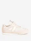 Chloé Kick Low-top Leather Sneakers With Mesh Inserts In Gold