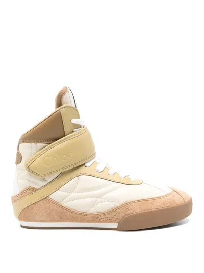 Chloé Kick Leather Sneakers In Sand