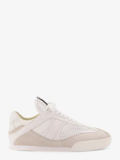 Chloé Kick Low-top Leather Sneakers With Mesh Inserts In Gold