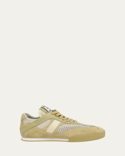 Chloé Kick Mesh And Leather Low-top Sneakers In Gold