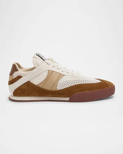 CHLOÉ KICK MESH AND LEATHER LOW-TOP SNEAKERS