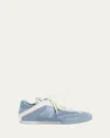 Chloé Kick Mesh And Leather Low-top Sneakers In Pearl Blue