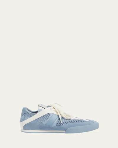 Chloé Kick Mesh And Leather Low-top Sneakers In Pearl Blue
