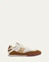 Chloé Kick Mesh And Leather Low-top Sneakers In Natural/brown