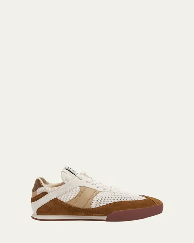 Chloé Kick Mesh And Leather Low-top Sneakers In Natural/brown