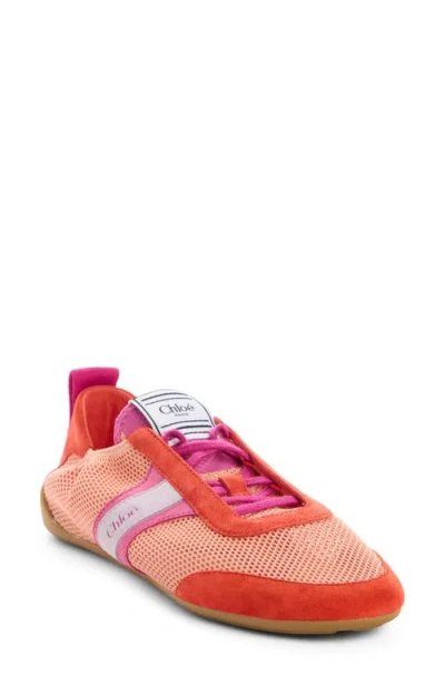 Chloé Kick Mesh Sneaker In Red