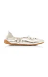Chloé Kick Metallic Leather Ballet Sneakers In Silver