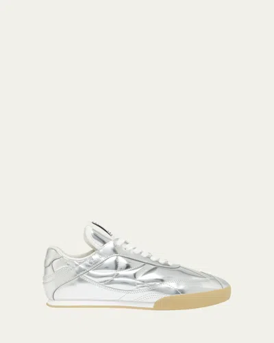 Chloé Kick Metallic Leather Kick Sneakers In Silver