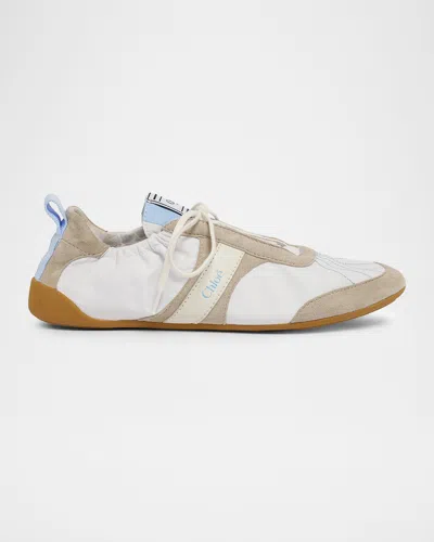 CHLOÉ KICK MIXED LEATHER LOW-TOP SNEAKERS