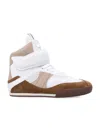 Chloé Kick Natural Brown High-top Sneaker In Mesh And Leather In Natural Brown