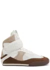 Chloé Kick Natural Brown High-top Sneaker In Mesh And Leather In Brown