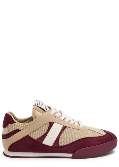 Chloé Kick Mixed Leather Retro Low-top Sneakers In Burgundy