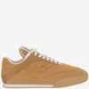 Chloé Women 'kick' Beige Low Top Sneakers With Logo Patch On The Tongue In Suede Woman In Brown