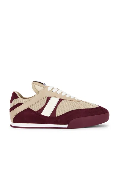 Chloé Kick Mixed Leather Retro Low-top Sneakers In Burgundy