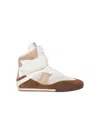 Chloé Kick Natural Brown High-top Sneaker In Mesh And Leather In Brown