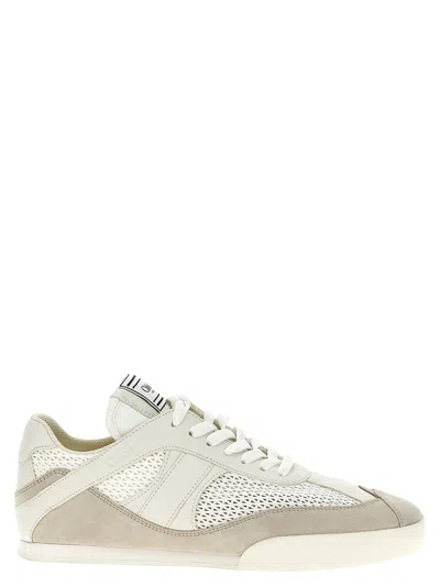 Chloé Kick White Sneakers With Logo Patch On The Tongue And Logo Lettering On The Rear In Fabric And Suede In Nude