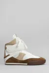 Chloé Kick Natural Brown High-top Sneaker In Mesh And Leather In White