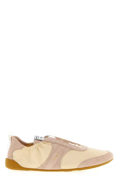 Chloé Kick Suede-trimmed Sneakers In Neutral