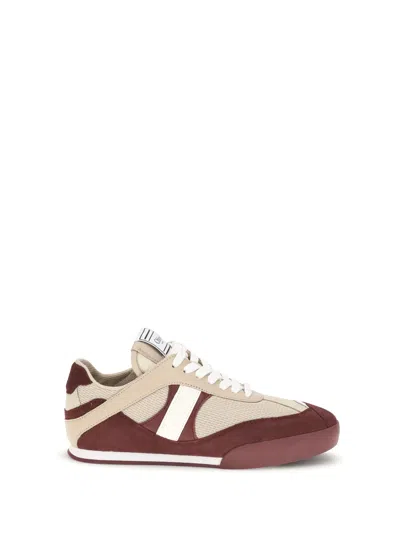 Chloé Kick Mixed Leather Retro Low-top Sneakers In Burgundy
