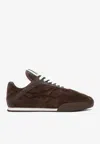 Chloé Kick Leather-trimmed Quilted Suede Sneakers In Brown