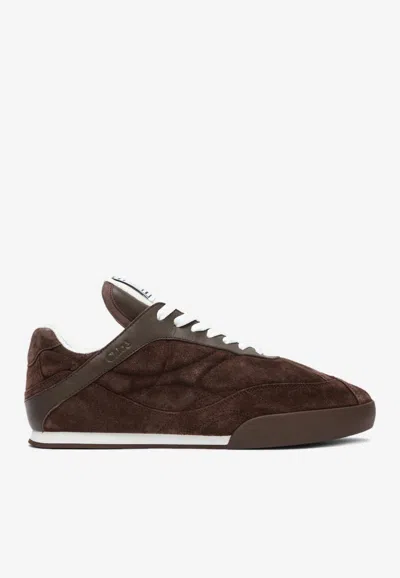Chloé Kick Suede Low-top Sneakers In Brown