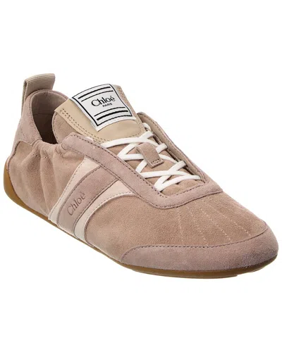 Chloé Kick Suede Sneaker In Beige