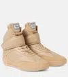 Chloé Kick Suede-trimmed Quilted Leather High-top Sneakers In Beige