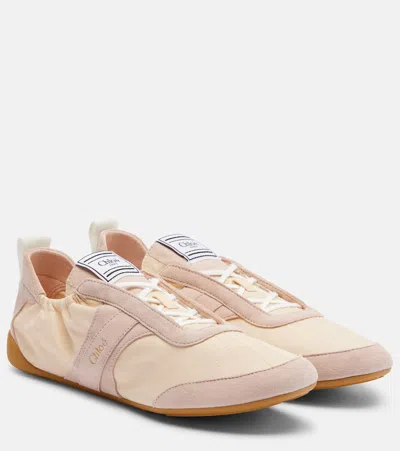 CHLOÉ CHLOÉ KICK SUEDE-TRIMMED SNEAKERS