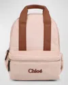 Chloé Kid's Grosgrain Corduroy Backpack In Pale Pink