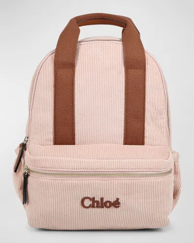 Chloé Kid's Grosgrain Corduroy Backpack In Black