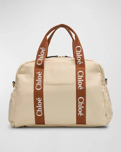 Chloé Kid's Grosgrain Logo Changing Bag In Burgundy
