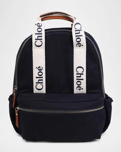 Chloé Kid's Logo Changing Bag In Navy