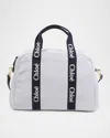 Chloé Kid's Stripe Logo Changing Bag In Navy