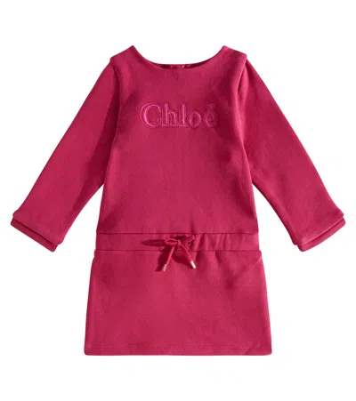 Chloé Baby Logo Cotton Jersey Dress In Pink