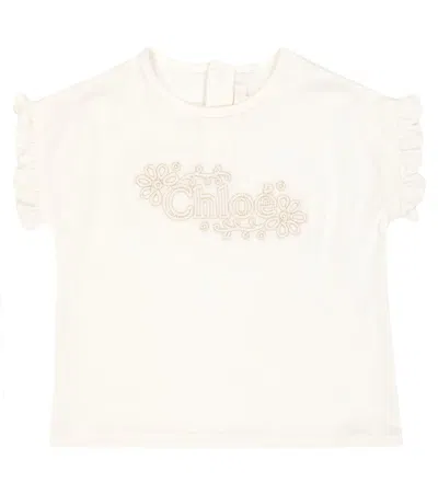 Chloé Baby Logo Cotton Jersey T-shirt In White