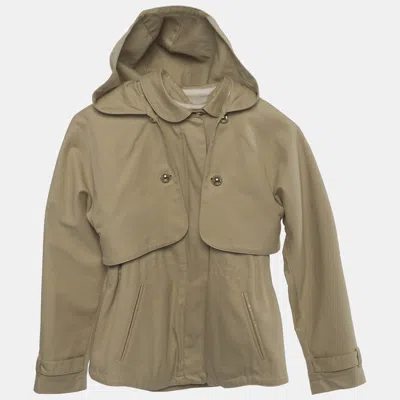 Pre-owned Chloé Kids Beige Gabardine Detachable Hood Jacket 10 Yrs In Sand