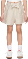 Chloé Kids Beige Lace Trim Shorts In 133 Ivory