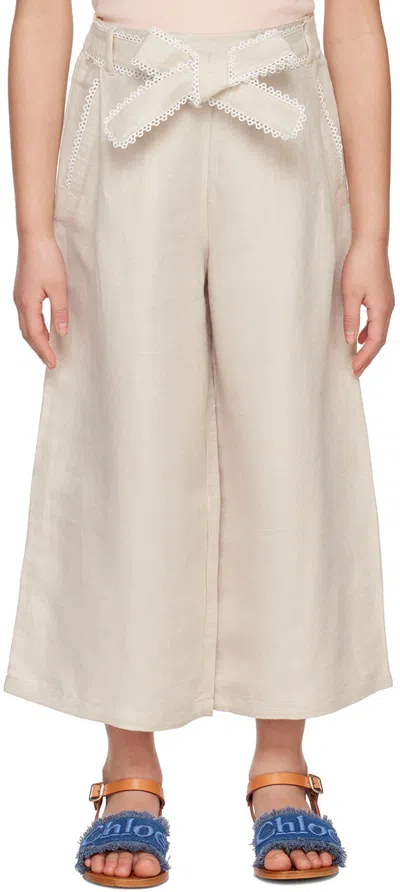 Chloé Guipure-trim Wide-leg Trousers In Neutrals