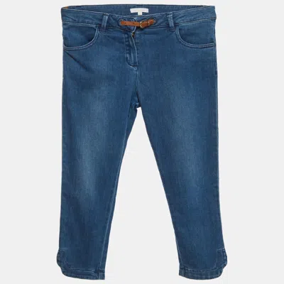 Pre-owned Chloé Kids Blue Denim Leather Buckle Straight Fit Jeans 12 Yrs/waist 26"