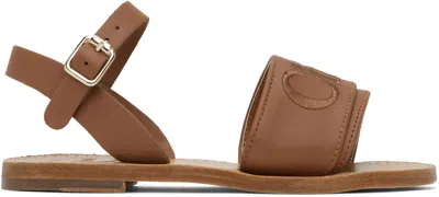 CHLOÉ KIDS BROWN 'CHLOÉ' SANDALS