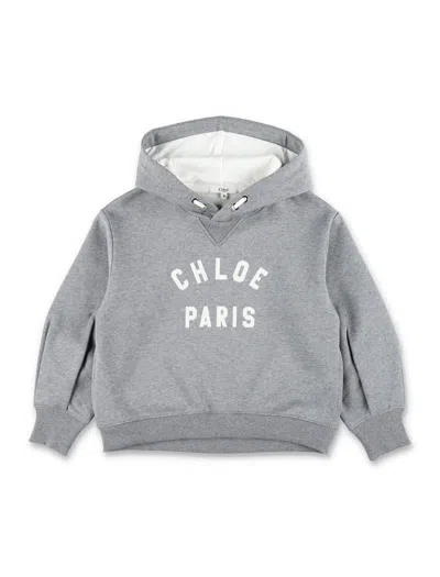 CHLOÉ CHLOÉ KIDS BRUSHED FLEECE LOGO HOODIE