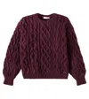 Chloé Long-sleeve Cable-knit Jumper In Burgundy