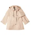 Chloé Kids Caped Cotton Gabardine Trench Coat In Beige