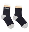 Chloé Colorblocked Cotton-blend Socks In Blue