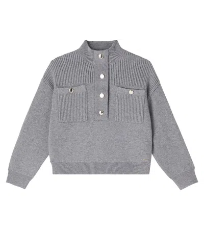 Chloé Kids Cotton And Wool-blend Sweater In Gray