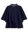 Chloé Kids Cotton And Wool Cape In Blue